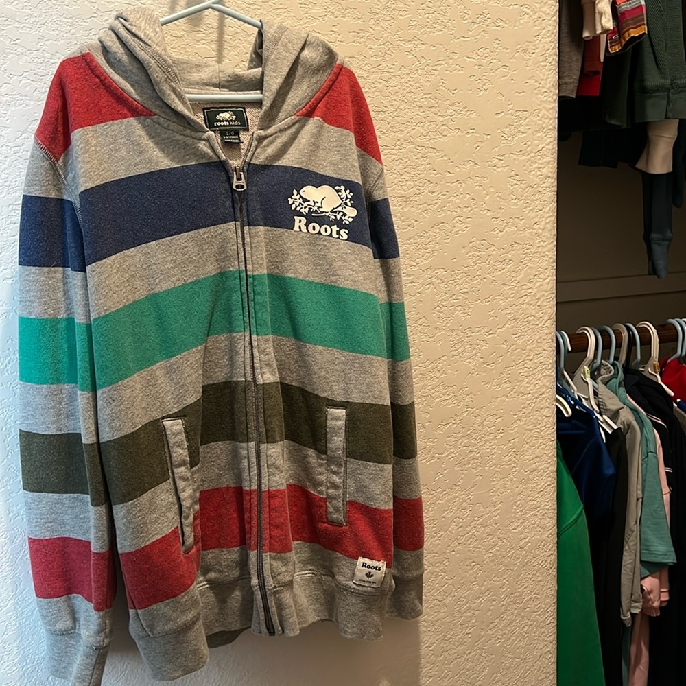 Kids Roots Hoodie Striped Sweatshirt 9-10 years
